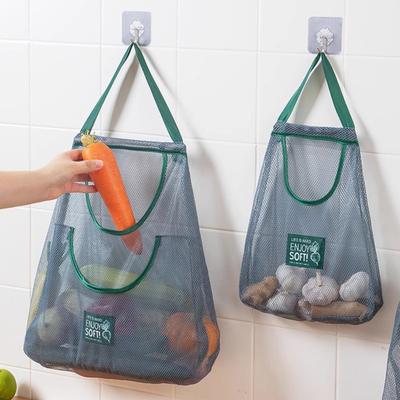 Kitchen Hanging Mesh Bag Fruit Vegetable Storage Net Bag Large Capacity Strong Load-bearing Ventilated Ginger Garlic Reusable Storage Bag