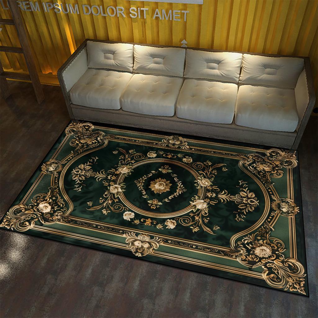 European Style Large Area Carpet for Living Room Flower Pattern Decoration Home Floor Rugs Non-slip Porch Entry Doormat Washable