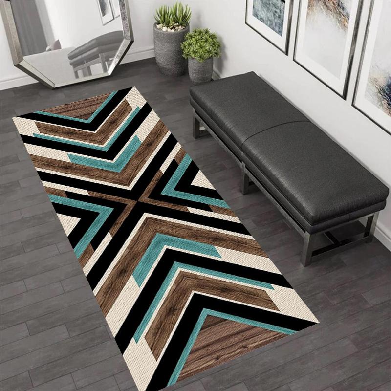 Bohemian Tribal Runner Rug Non-Slip Colorful Aztec Geometric Floor Mat Washable Carpet for Hallway Kitchen Living Room