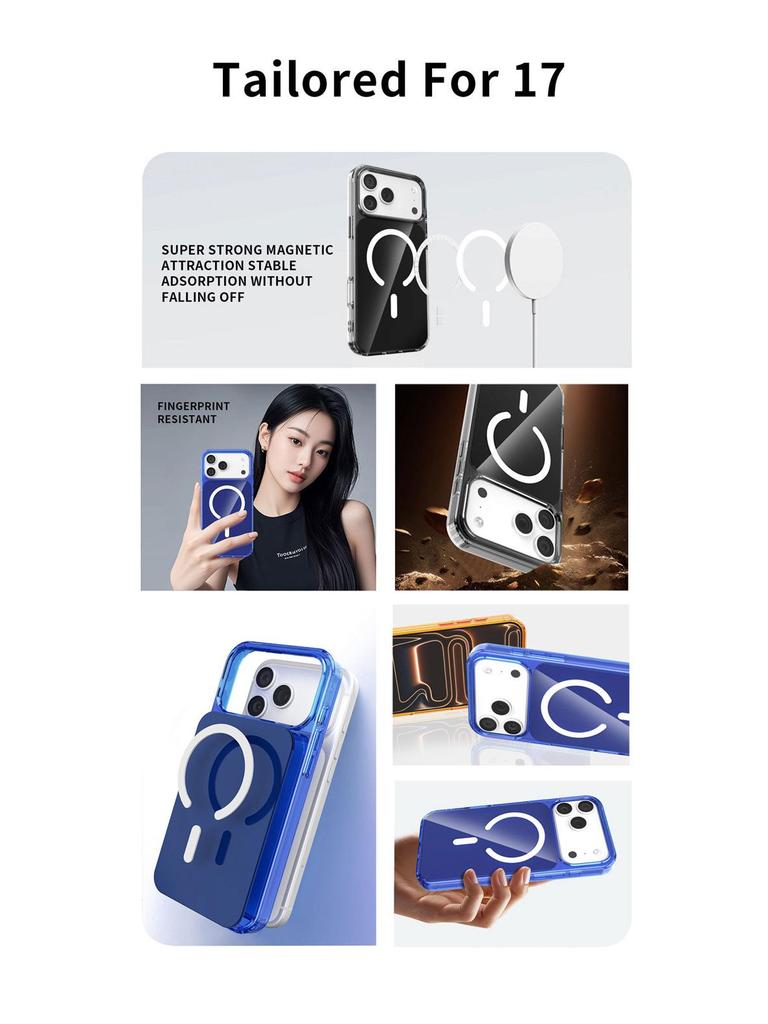 Custodia Colorata Magnetica per iPhone 17: Compatibile con iPhone 12 fino a 16, Design Trasparente per Uso Transfrontaliero e Internazionale