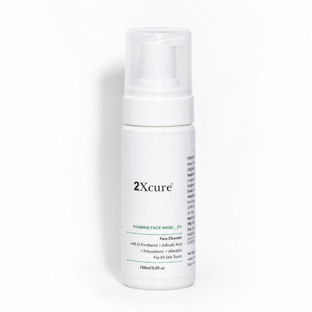 2Xcure Face Cleanser With, D-Panthenol(1%), Salicylic Acid(1%), Polysorbate 20, Allantoin(0.5%), For All Skin Type