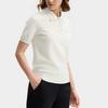 Fila White Casual Pullover Solid Short Sleeve Polo Shirt Women Tops Fog-Lotus-White F11W513403F-IV