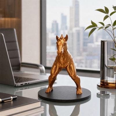 Imitation Gold Home Decor Reverse Horse Man Statue, Bronze Finish Mythical Creature Figurine, Head Durable Human Body Sculpture for Office Desk Decor,