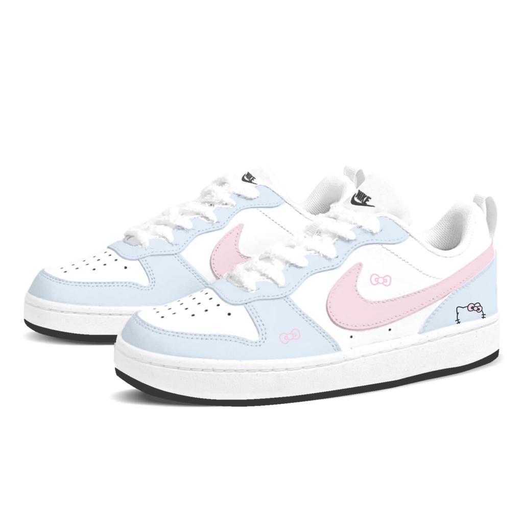 Nike Court Borough Maris Sal Pink Cat Low top Skateboard Shoes Women's Pink Blue DV5456-103(Team1121-)