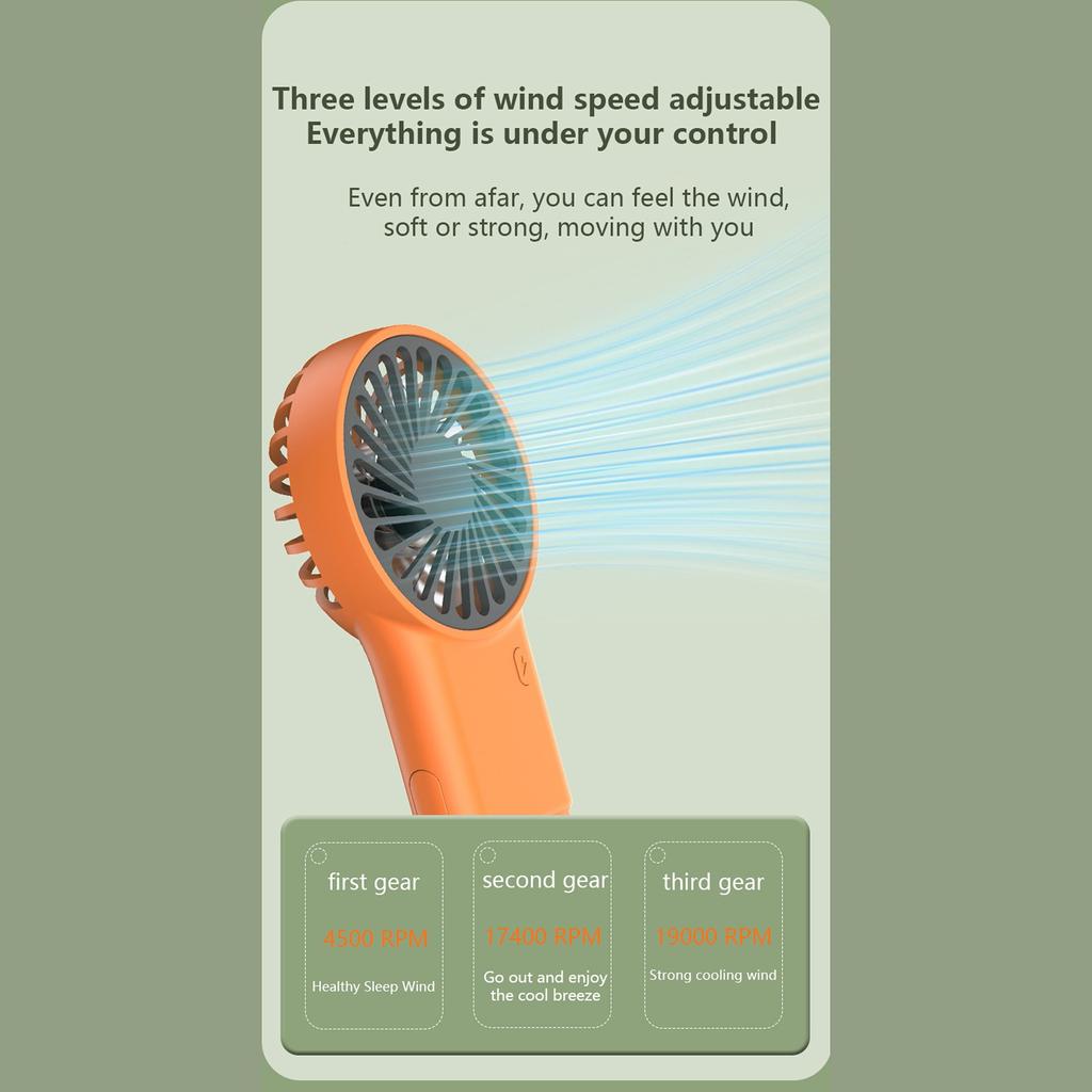 Portable Handheld Fan With Hanging Hook – USB Rechargeable Personal Fan For Outdoor Travel & Desk Use