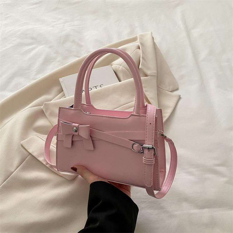 Trend Bow Portable Small Square Bag Spring New Simple Texture Shoulder Bag Messenger Bag