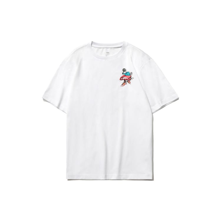 Li Ning Sports Fashion Collection T Shirts Unisex White Crew Neck Moderate Straight Fit AHSR406-1