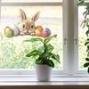 Cute Rabbit Easter Eggs Balcony Glass Window Background Beautification Decoration Window Stickers