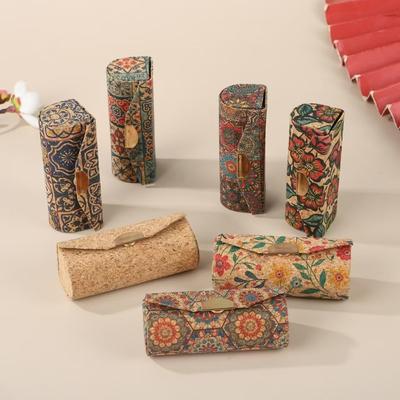 Retro With Mirror Lipstick Case Chinese Style Mini Jewelry Case Floral Cosmetic Case
