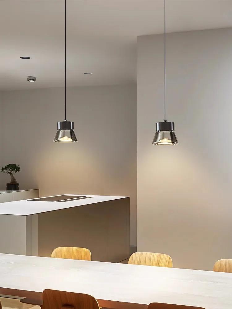 Minimalist Nordic LED Copper Pendant Light Bedroom Bedside Hanging Light Dining Room Resturant Glass Decor Pendant Lamp Lustre