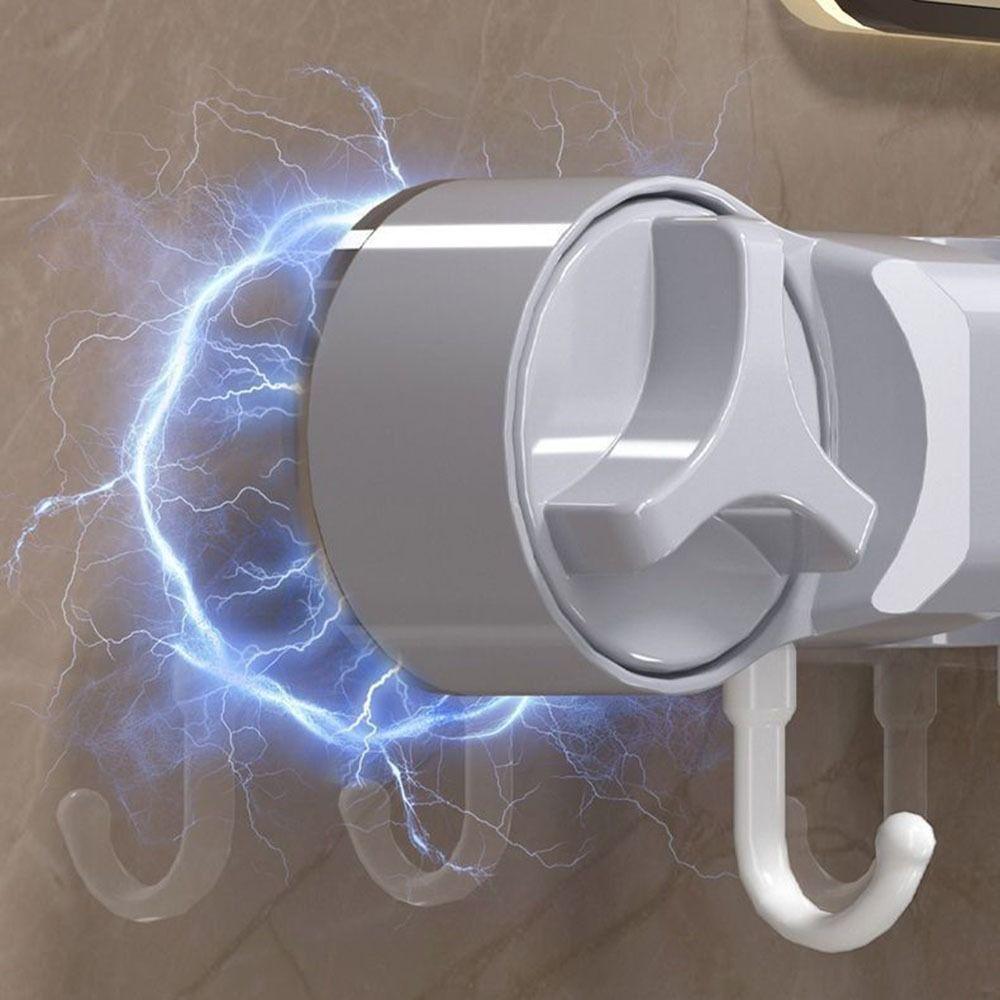 4 Position Suction Cup Mop Holder 5 Hooks Mop Hanging Rack Stable Wall-Mounted Mop Clip  Kitchen