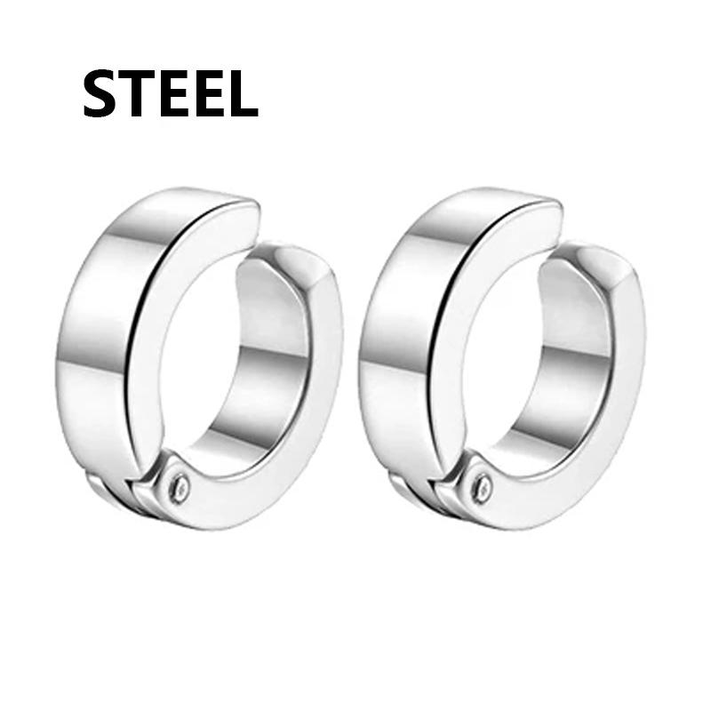 1 Pairs Stainless Steel Painless Ear Clip Earrings for Men Women Punk Sword Cross Black Non Piercing Fake Earrings Jewelry Gifts