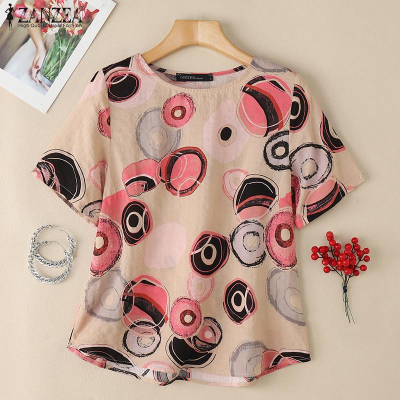 ZANZEA Lässige Bluse mit Rundhalsausschnitt und halblangen Ärmeln für Damen