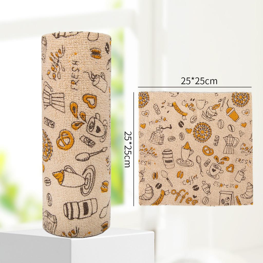 Ring green microfiber printed hand-torn rag multi-functional kitchen table washing cloth water-absorbing thickened lazy rag