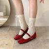 Fashion Comfortable Shoes for Women Spring 2026  Lightweight   Square Toe Retro Shoes Square Button Flat Mary Jane Shoes