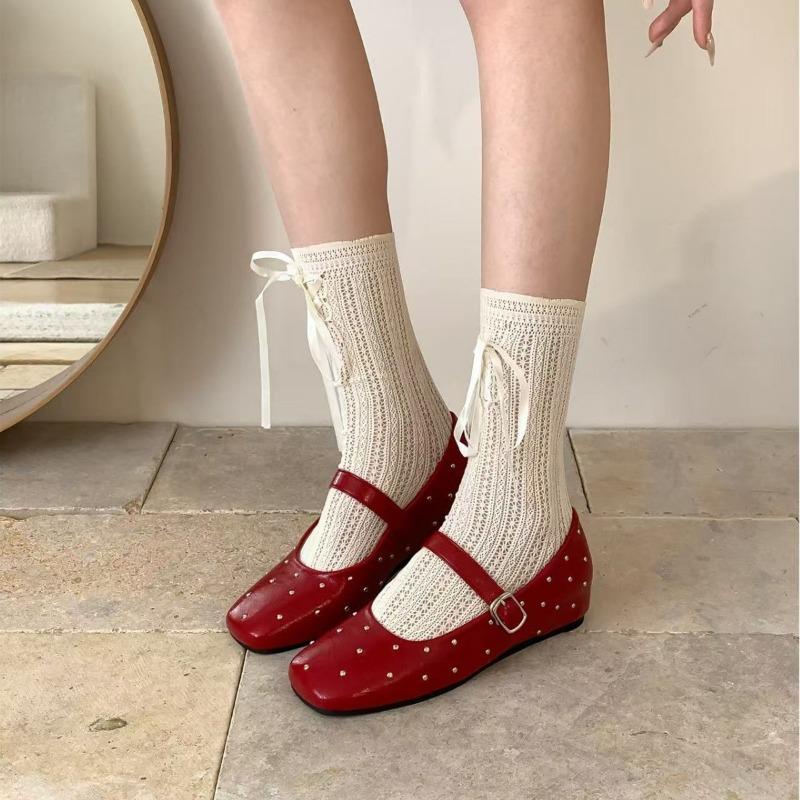 Fashion Comfortable Shoes for Women Spring 2026 Lightweight Square Toe Retro Shoes Square Button Flat Mary Jane Shoes