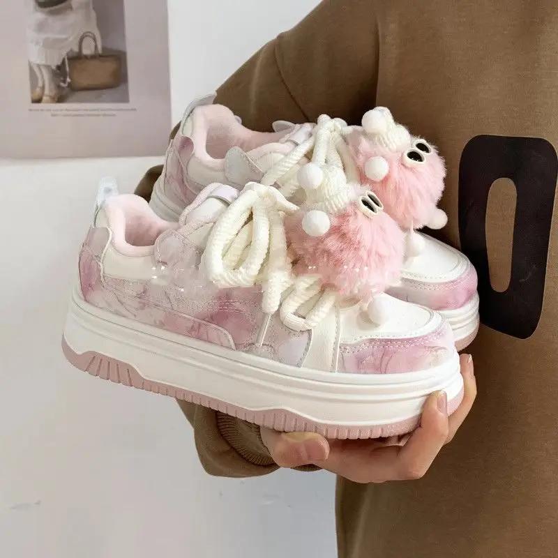 Fashion Pink High on Platform Women's Shoes Y2k Fashion Aesthetic Offer Original Offers 2025 Vulcanized Shoe New Casual Ladies Footwear