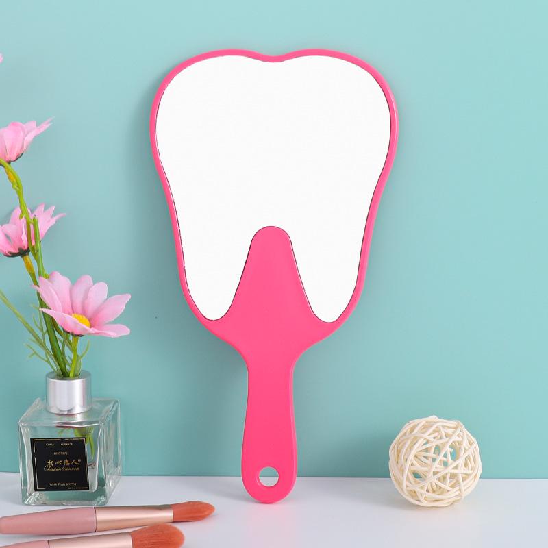 Large Handheld Tooth-Shaped Dental Mirror - High-Definition, Portable, Multi-Color
