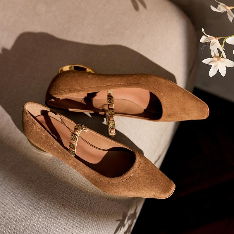 

Кашемировые туфли Мэри Джейн в стиле ретро, женские туфли на плоской подошве с квадратным носком, с ремешком на подъеме, одинарные туфли весна-осень 40 коричневый