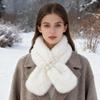 Pearl Cross Plush Scarf Women'Sthickened Neck Warmer Winter Fashionable Versatile Warm Scarf