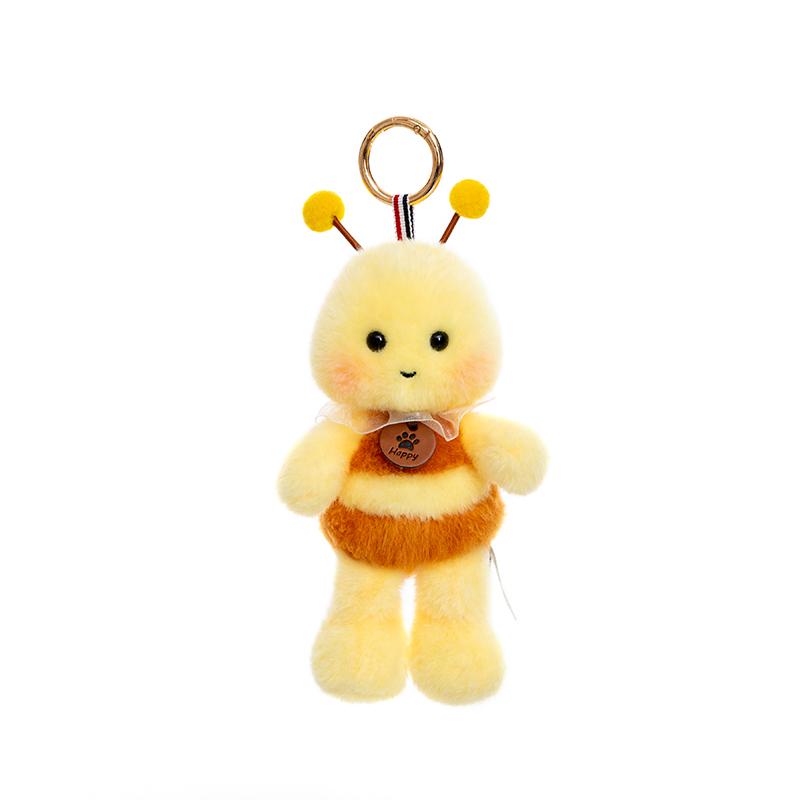 11 Styles Animal de Dessin Animé Pendentif Peluche Chat Lion Crocodile Âne Chimpanzé Jouets Porte-clés Mignon Décoration Sacs Intérieur de Voiture beige