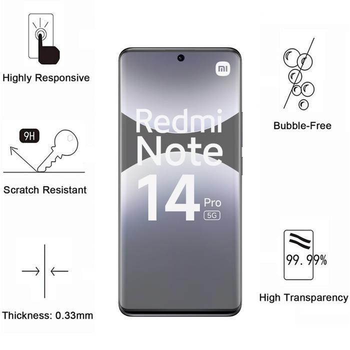Shockproof Case - Phonillico - Xiaomi Redmi Note 14 PRO 5G - Flexible - Transparent - 2 Tempered Glass