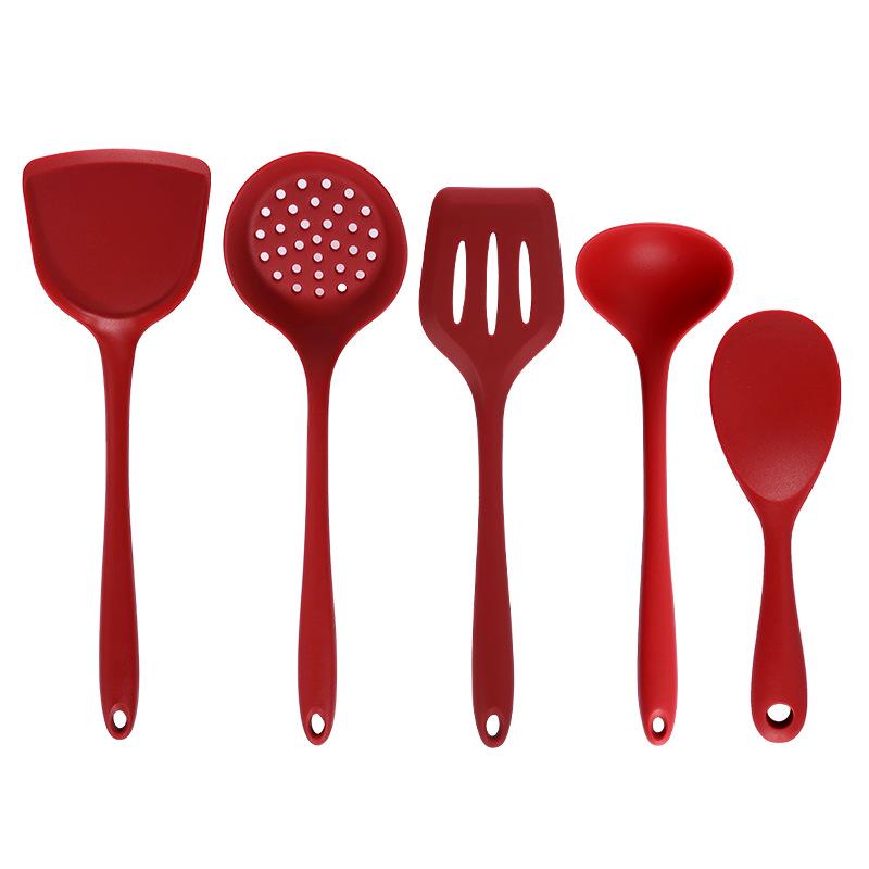 5-Piece Non-Stick Silicone Cookware Set: Spatula & Spoon Kitchen Utensils