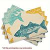 4pcs Linen Placemats Set, Ocean Theme Print Placemats, Suitable for Kitchen Restaurant Decoration, Family Gathering Dinner Table Decoration, Hotel