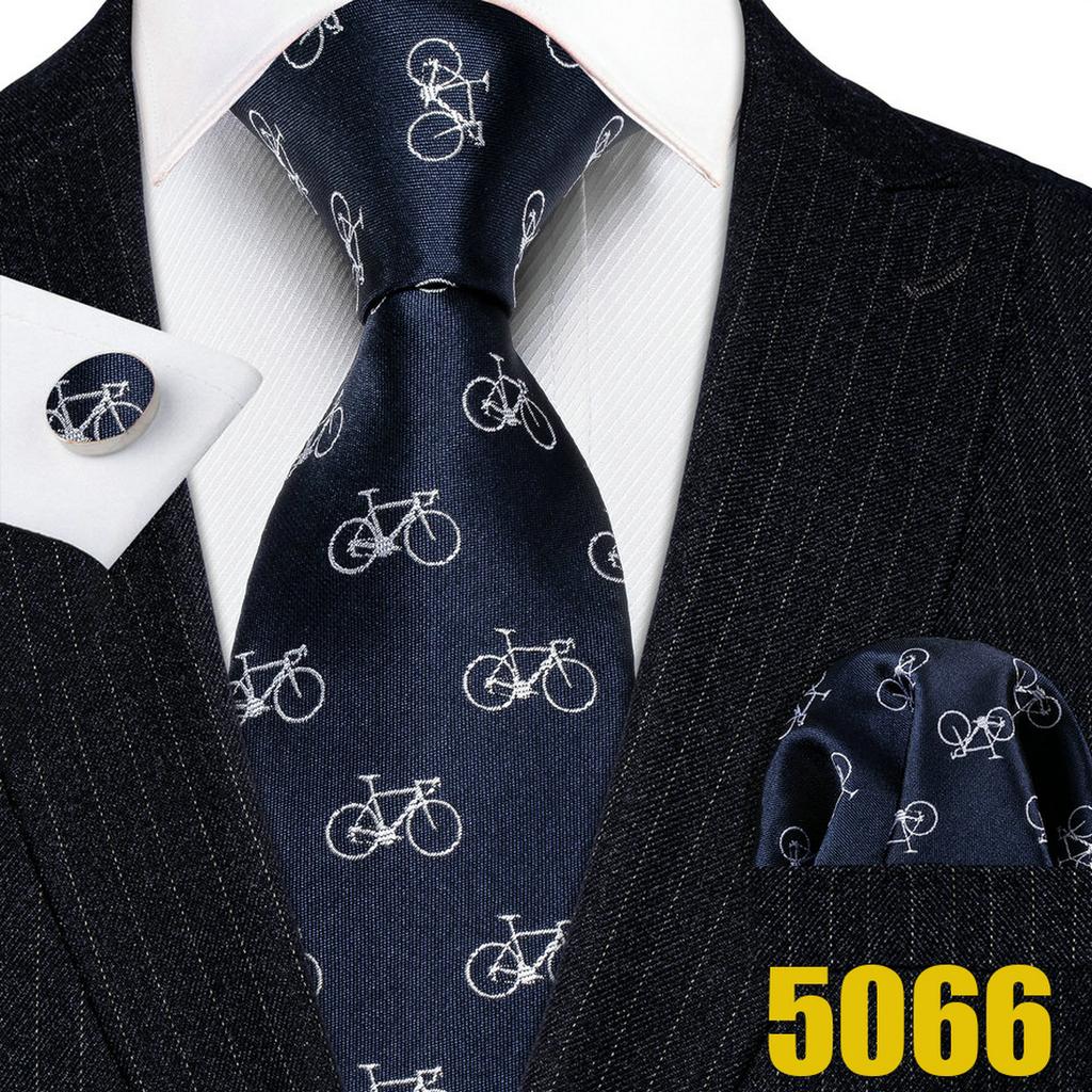 Barry.Wang Fun Animal Ties for Men Novety Design Handkerchief Cufflink Casual Woven Necktie Set