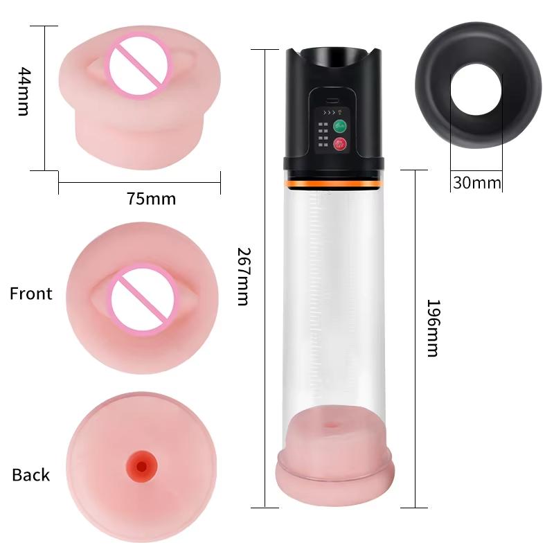 Mužská pumpa na penis Vakuová pumpa pro muže Automatická penis Extender Enhancer Mužská masturbátor Penis Trainer Tool pro dospělé sexuální hračka pro muže