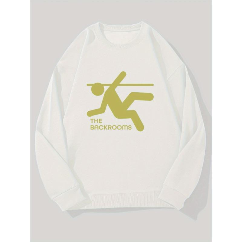 Herren lässiges Rundhals-Sweatshirt mit The Backrooms Design.