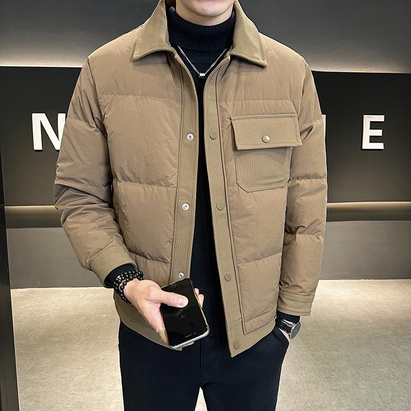 Men's 2024 Slim Fit Short Lightweight Down Jacket - Winter Thickened Warm Outerwear with Lapel