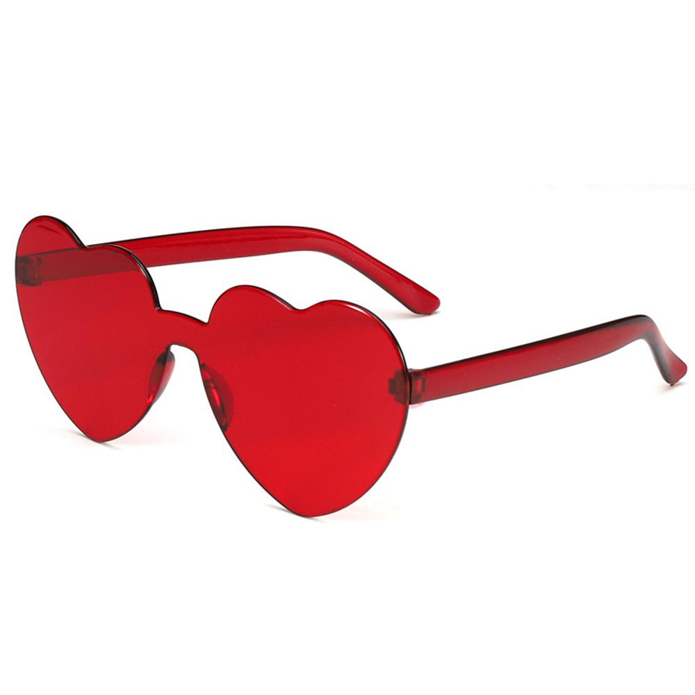 Love Heart Shape Sunglasses Women Rimless Frame Tint Clear Lens Colorful Sun Glasses Female Red Pink Yellow Shades Travel