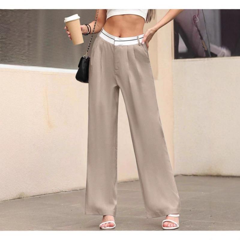 European American Autumn New Solid Color Fashion Slim Casual Trousers Floor-length Suit Pants