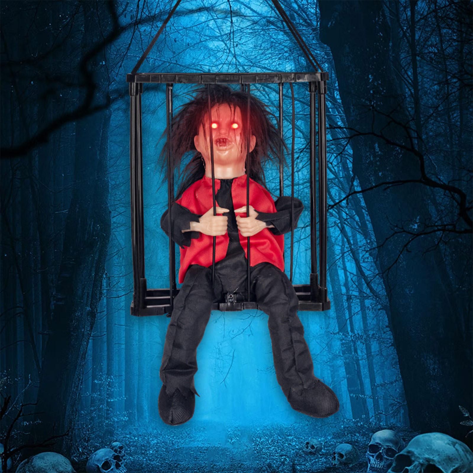 

Анимированное украшение на Хэллоуин, анимированное подвесное украшение с жутким звуком и активированным датчиком, декор дома с привидениями для дома заключенного One Size