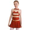 Girls Sleeveless Round Collar Letter Print Crisscross Straps Hollow Back Cheerleading Dance Dress