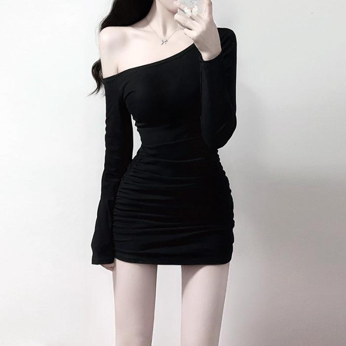 High-End Hepburn Style Off-Shoulder Slim Fit Mom Skirt S