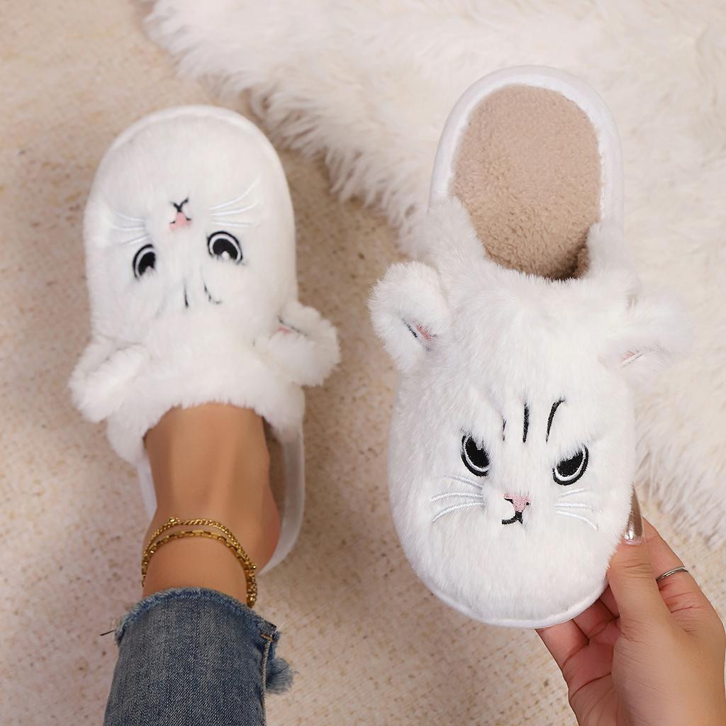 Home Slippers, Comfortable and Warm Open Toed Soft Plush Shoes, Solid Color Indoor Floor Slippers