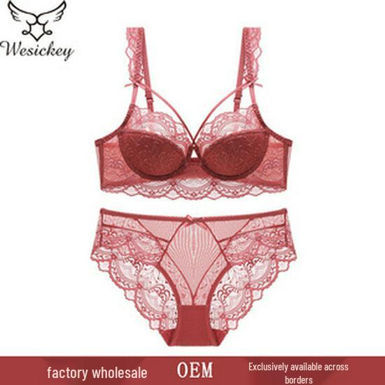 Francouzský styl průhledná krajková souprava podprsenky: Minimalizuje vzhled velkých prsou, Proti povislým prsům, Sexy spodní prádlo pro ženy