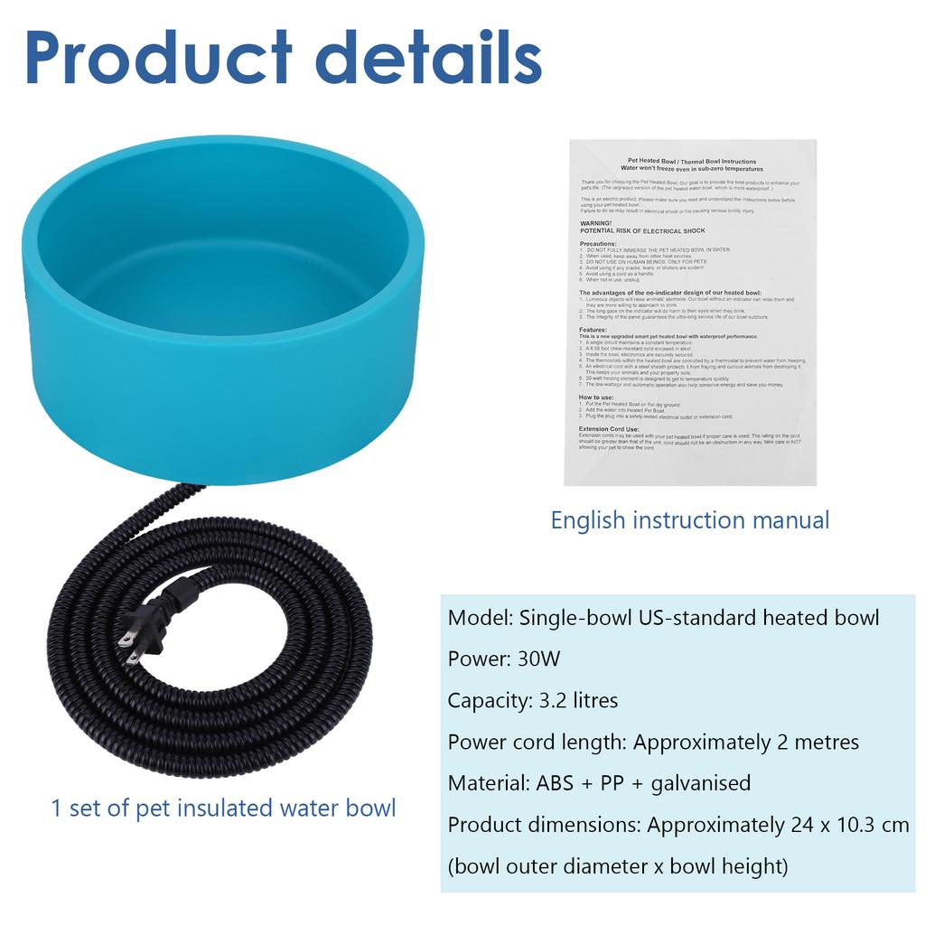 Zewnętrzna miska termiczna dla zwierząt 108 oz Podgrzewana miska na wodę dla zwierząt Zewnętrzna podgrzewana miska dla psa Zapewnia pitną wodę zimą dla psa i kota