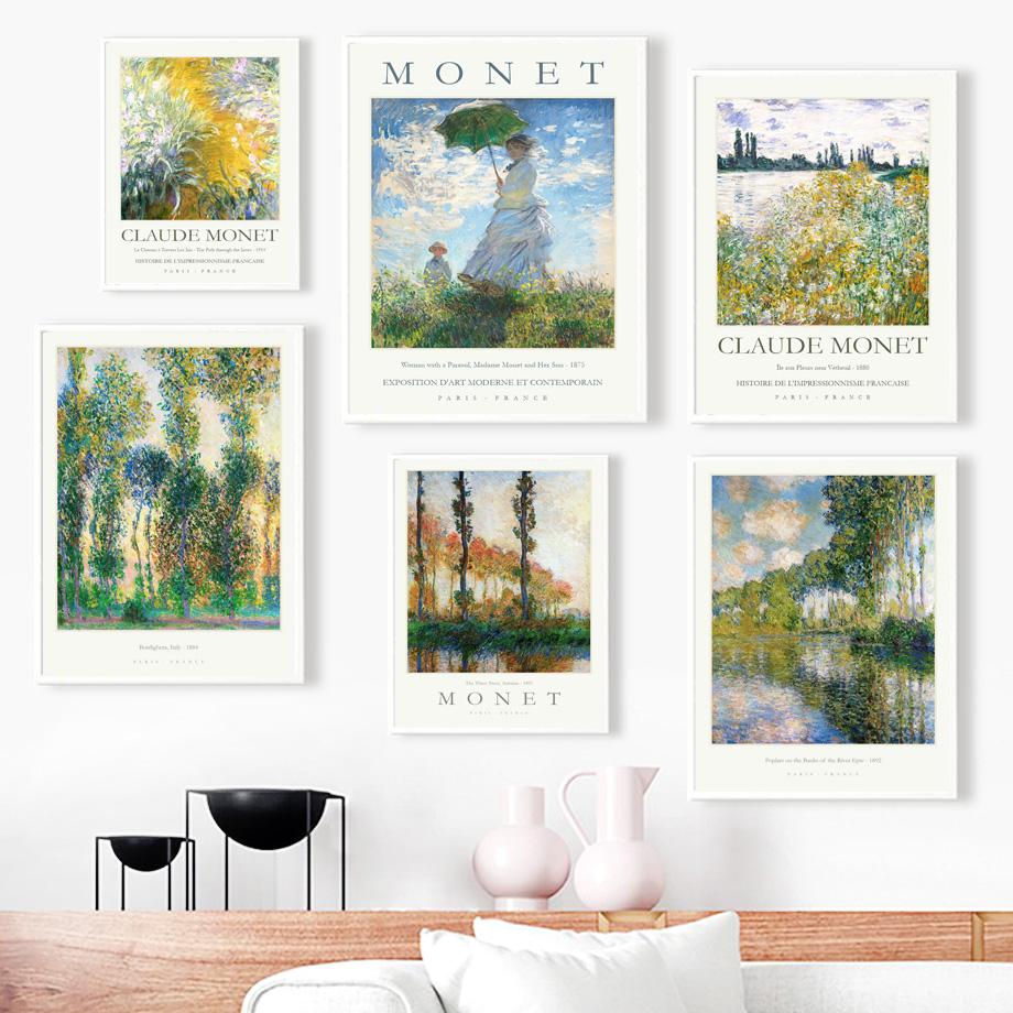 Monet Abstract Landscape Posters Exhibition Museum Wall Art Print Canvas Painting Gallery Wall Pictures For Living Room Decor