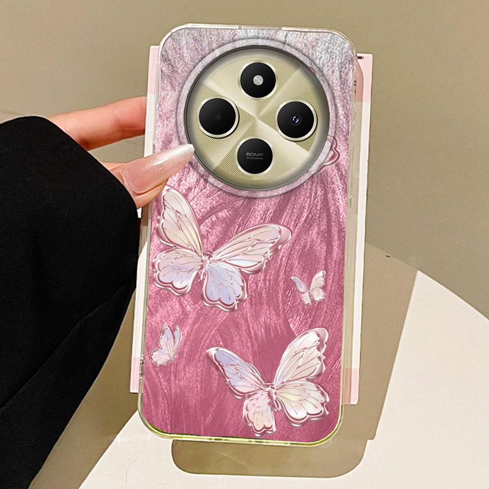 

Мультяшный разноцветный чехол для телефона с бабочкой для Xiaomi Redmi 14C A3 A3X Note 10 11 12 11S Pro Poco X7 X5 Накладка Силиконовая задняя крышка Poco X7 Pro белый