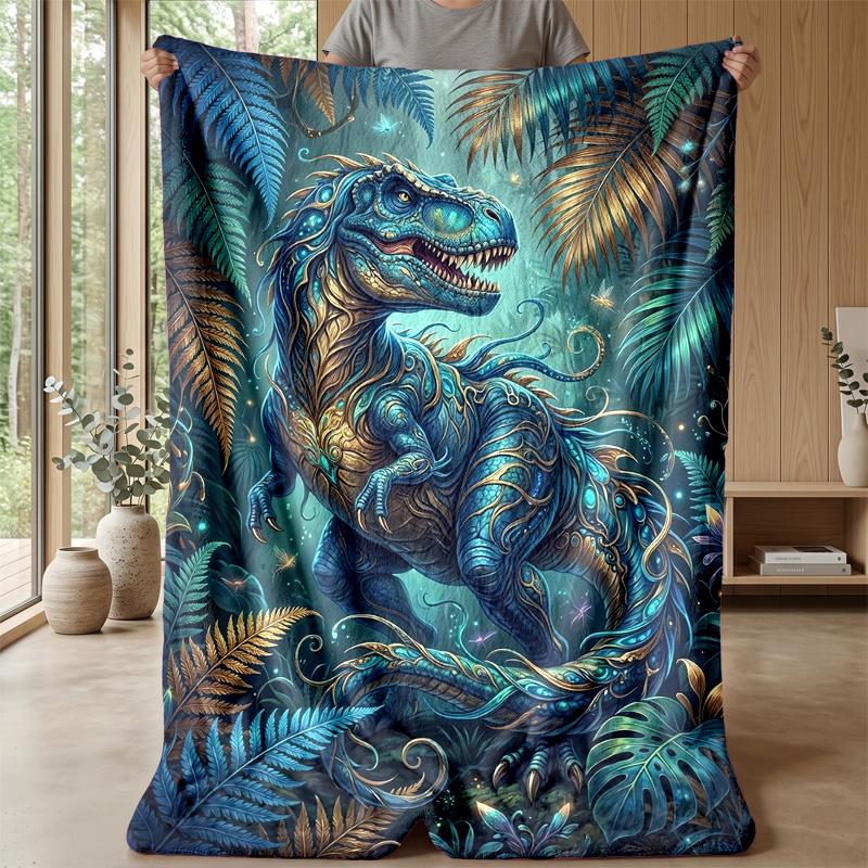 Fantasy Dinosaur World Theme Blanket Lightweight Warm Flannel Blanket Decorative Throw Blanket for Home Decoration