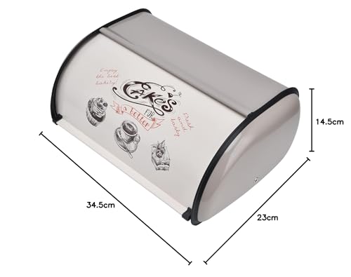Countertop Bread Bin for Kitchen, Large Capacity Dusting Bread Box with Cute Pattern and Roll-Top Door, Perfect for Home Bakery Storage