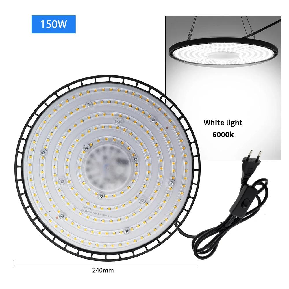 Super Bright UFO High Bay Light 100W 150W 200W Waterproof LED Industrial Lighting for Garage Gym Factory Warehouse