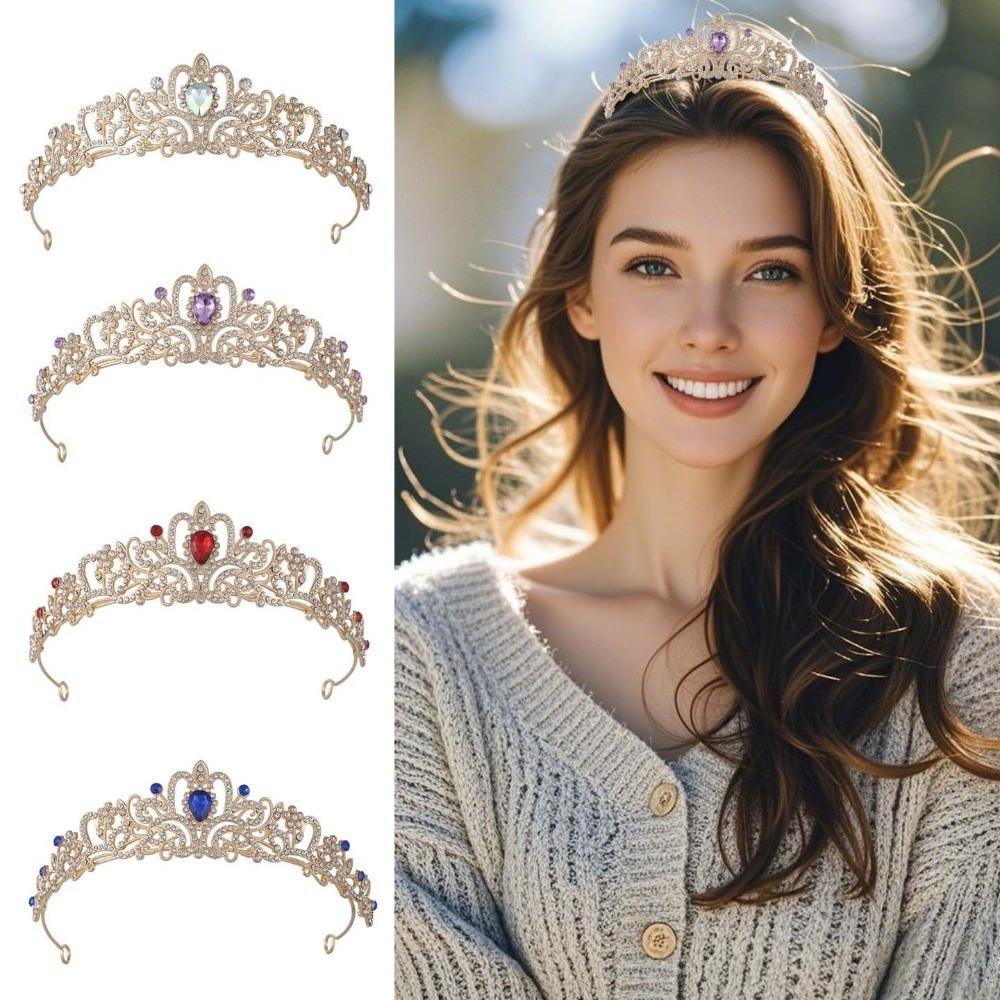 Elegant Queen Tiara Crown Golden Princess Rhinestone Tiara Exquisite Baroque Crown  Wedding