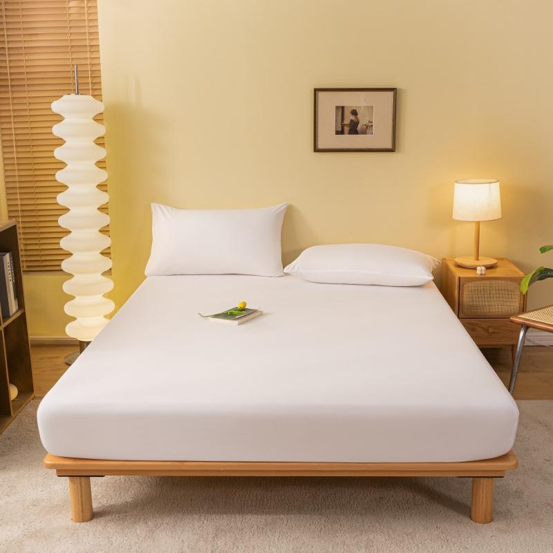 99% Waterproof Bed Sheet Cotton Fitted Sheet with Elastic Bands Non Slip Adjustable Mattress Covers Bed Protector Cover (with Pillowcase) 3pcs