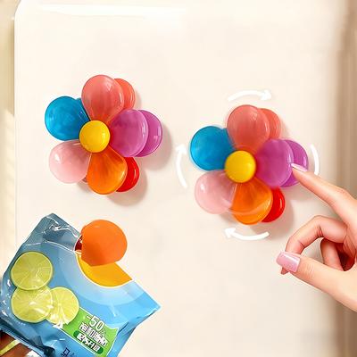 2'si 1 Arada Manyetik Buzdolabı Mıknatısları Çiçek Tipi Çok Fonksiyonlu Gıda Saklama İçin Mühürleme Klipsleri Gıda Mühürleme Klipsleri Mutfak Aksesuarları
