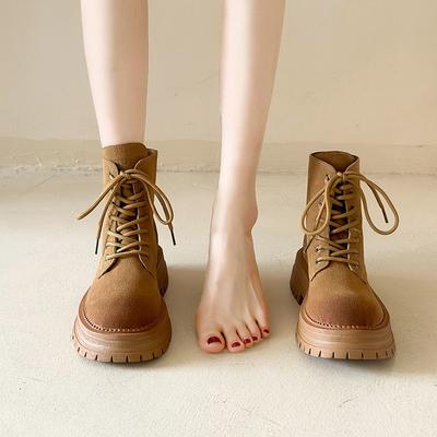 Martin Boots Damen neue Sommermode Retro zwei Tragevarianten Rhabarberstiefel vielseitige Flip-Plateau-Kurzstiefel