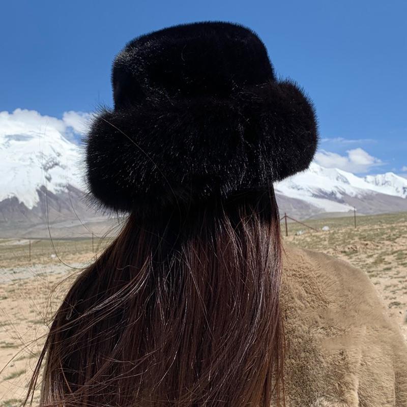 Fluffy Fur Bucket Hat For Women Plush Fisherman Hat Warm Women'S Winter Hat Thicken Cold Snowy Day Panama Cap Chrismas Gifts